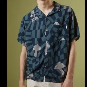 UO Warped Shroom Camp Shirt, Teal, S, M, L, and XL, NWT